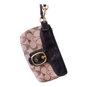 Coach Black and Tan Signature Wristlet